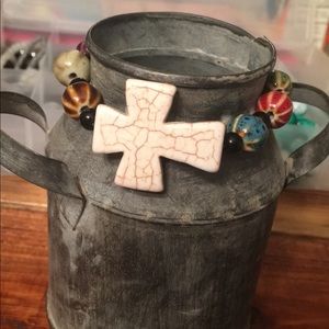 Handmade stretchy cross bracelet